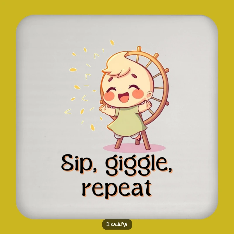 Funny Spark Chaser Coaster Set - Giggling Character's Playful Drink Gift