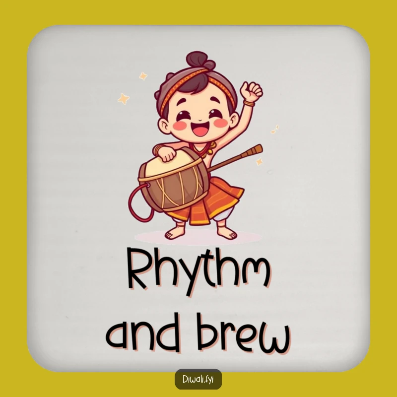 Funny Dhol Drummer Coaster Set: Protect Surfaces with Energetic Rhythm Gift