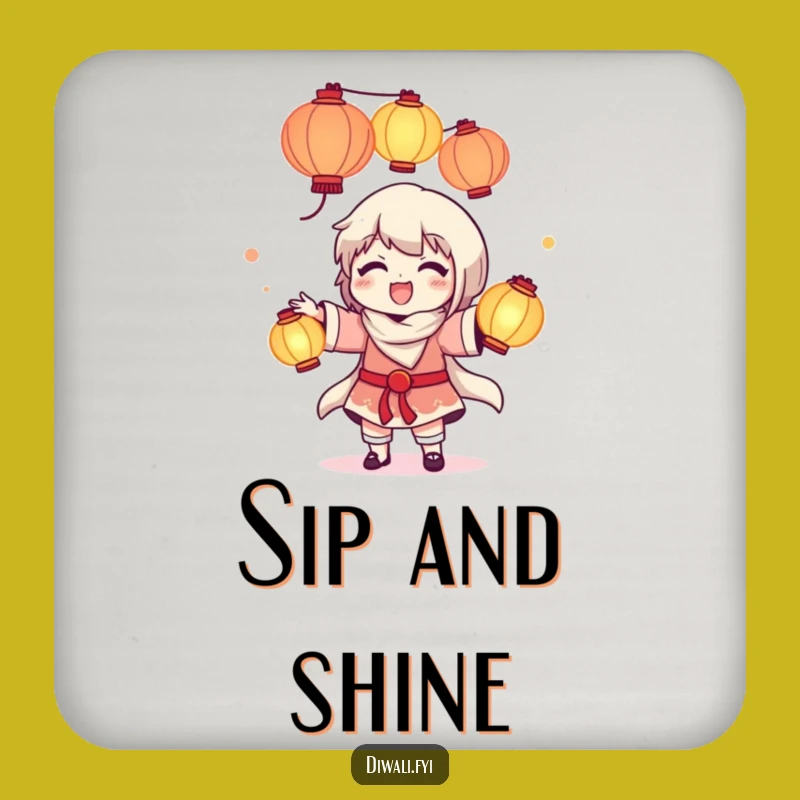 Funny Delighted Lantern Juggler Coaster - Protect Surfaces with Magic