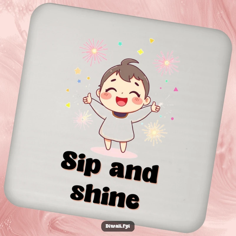 Funny joyful character smiling, juggling colorful sparklers, protecting surfaces with festive flair.