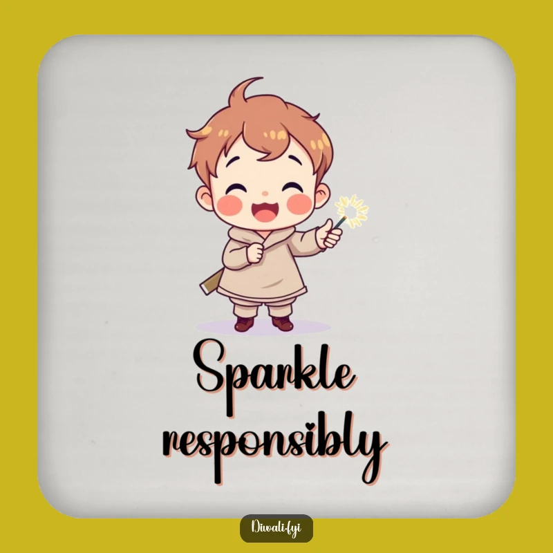 Funny Sparkler Child Coaster: Delighted Joy, Protective Funny Gift