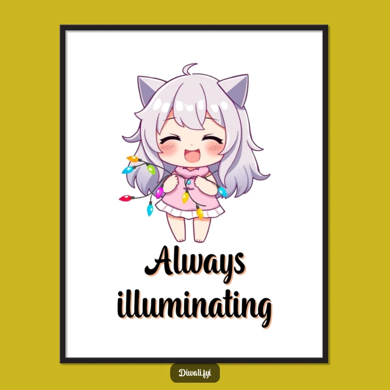 Funny Lights Poster: Character Smirk Art, Colorful Decor Gift