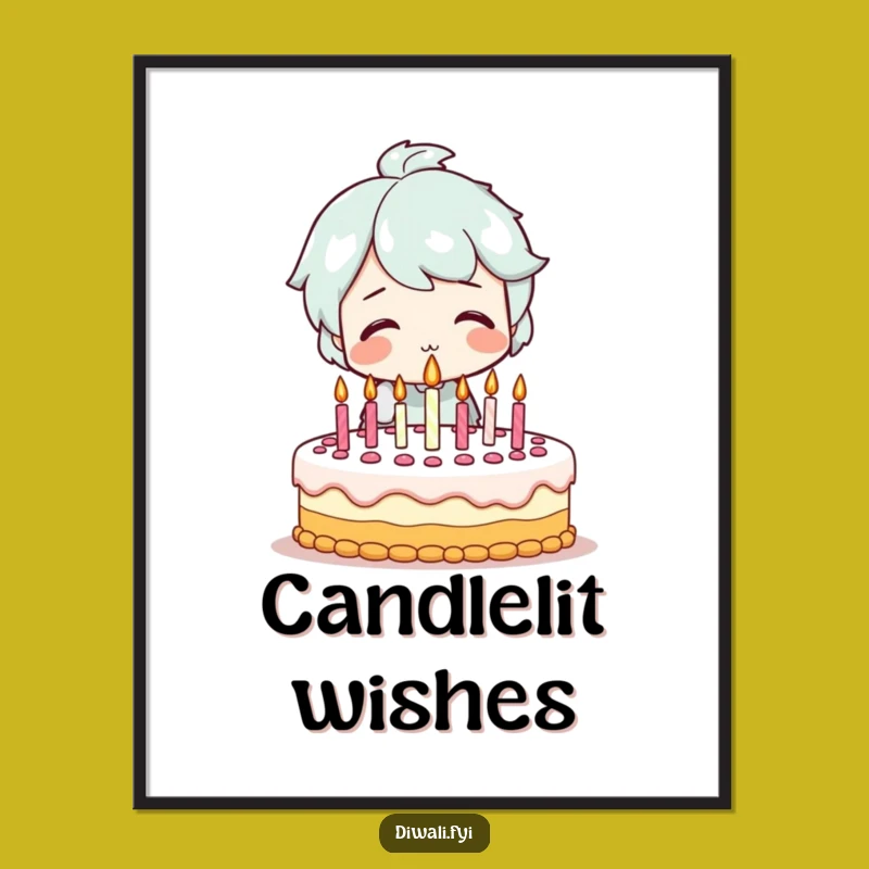 Funny Birthday Cake Poster - Smiling Character's Festive Art Print Gift