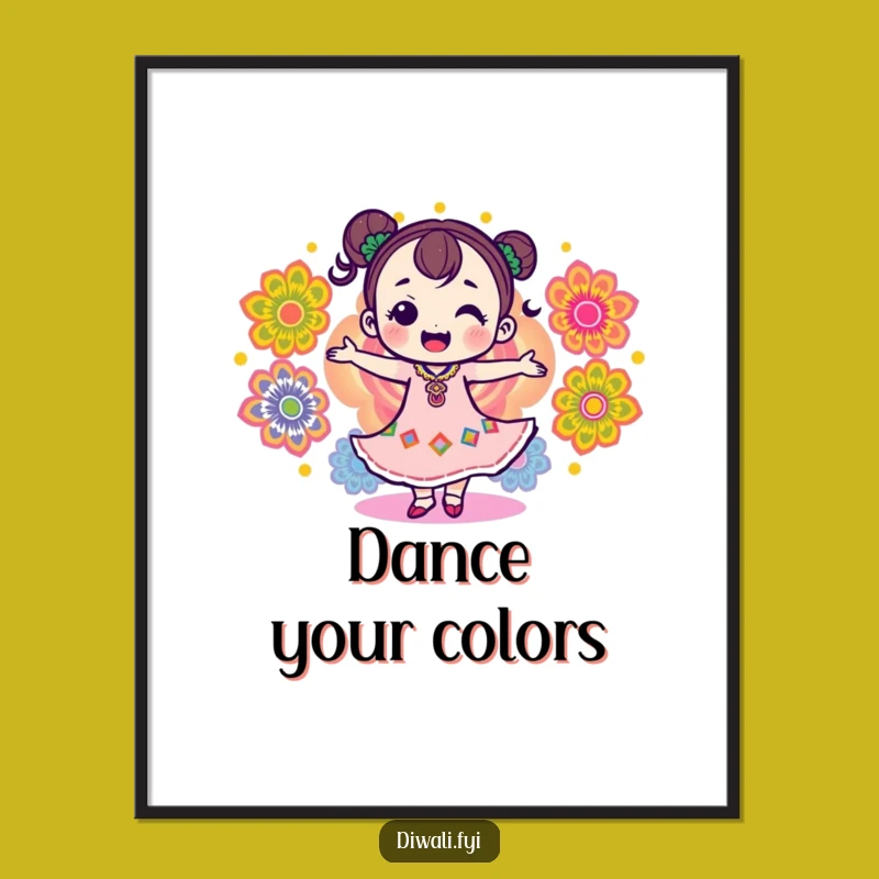 Funny Delighted Rangoli Dancer Poster: Adorn Your Walls with Joyful, Colorful Art!