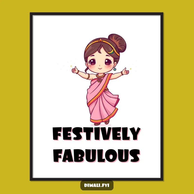 Funny Sari Dancer Poster: Vibrant Sparkler Dance Art for a Cheerful Room Gift