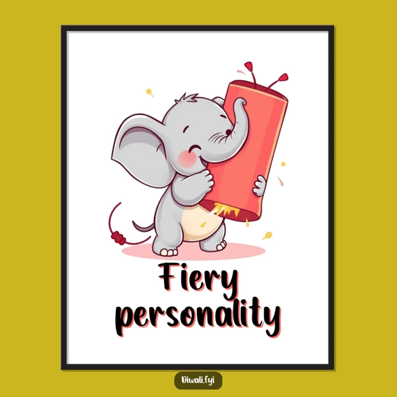 Funny Elephant vs Firecracker Poster - Hilarious Wall Art for a Laugh
