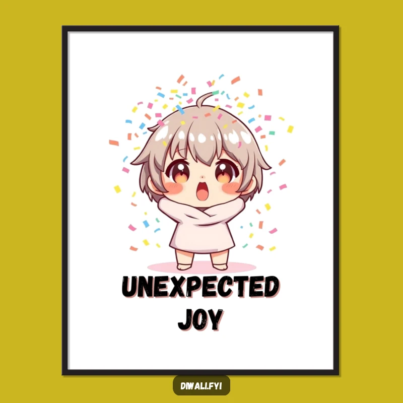 Funny Confetti Explosion Poster - Surprised Character Art, Ideal Humorous Wall Gift!