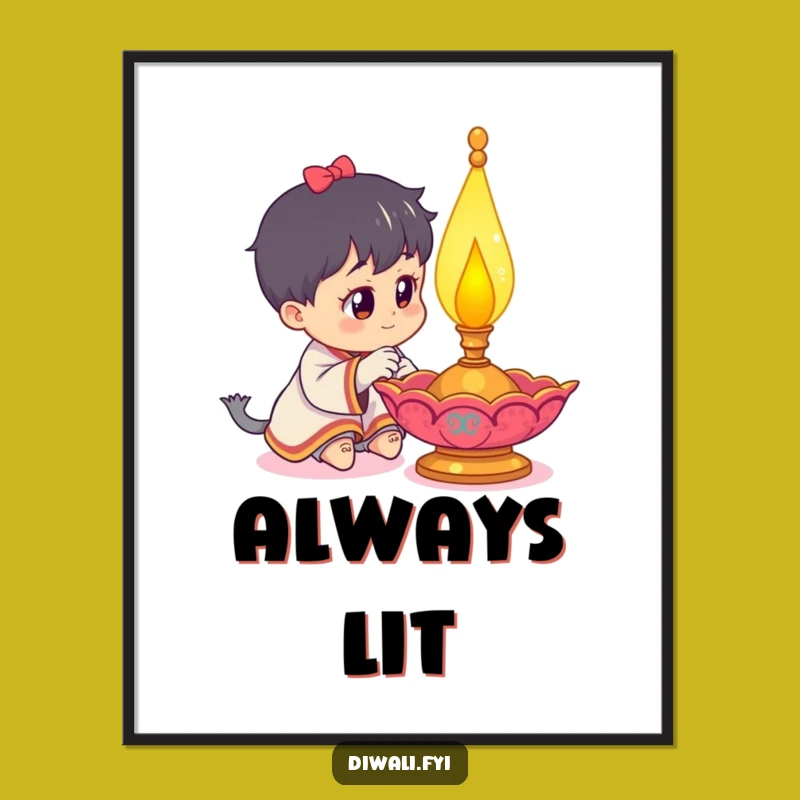 Funny Curious Character Diya Lamp Poster: Wall Art for the Inquisitive Soul