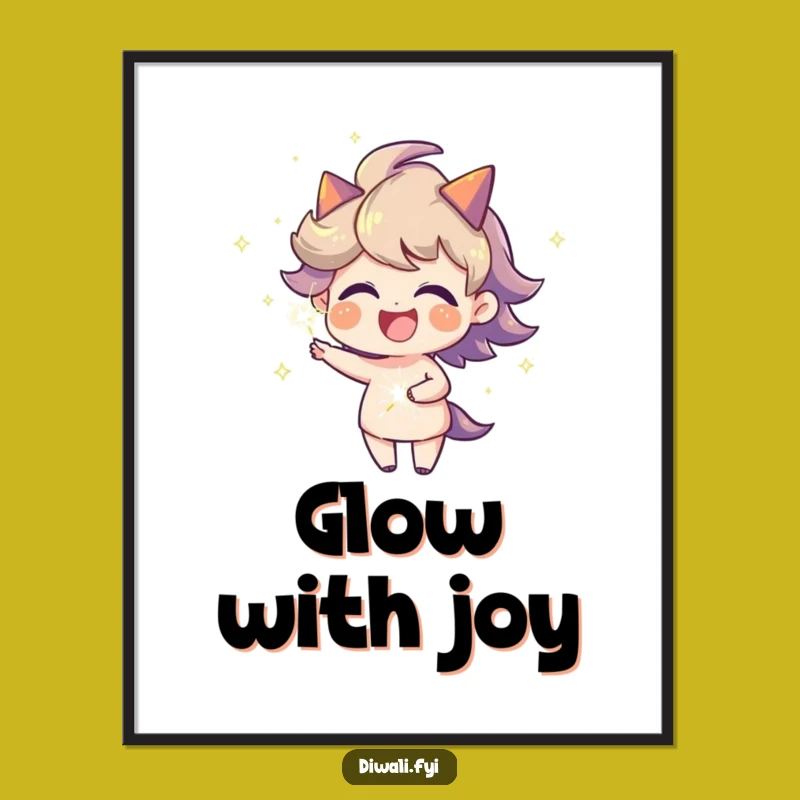 Funny Fiery Aura Sparkler Poster, Joyful Character Wall Art, Decor Gift