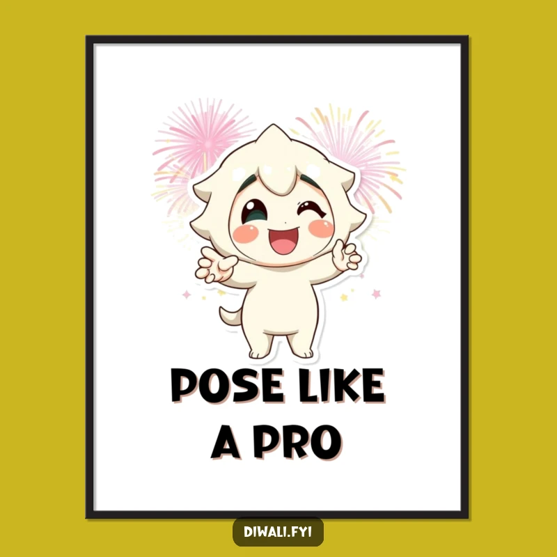 Funny Fireworks Pose Poster: Confident Celebration Art Print Gift