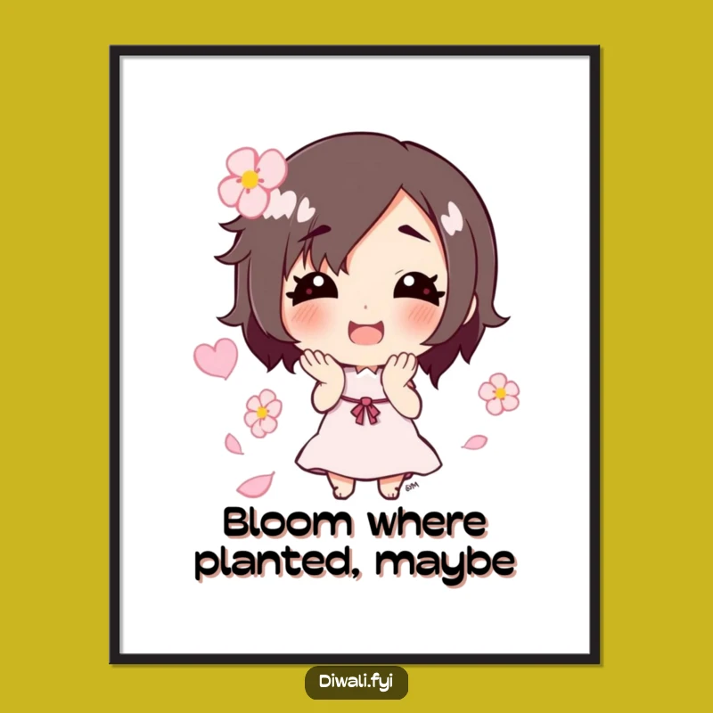 Funny Flower Petal Toss Poster: Smiling Character Art, Perfect Humorous Gift