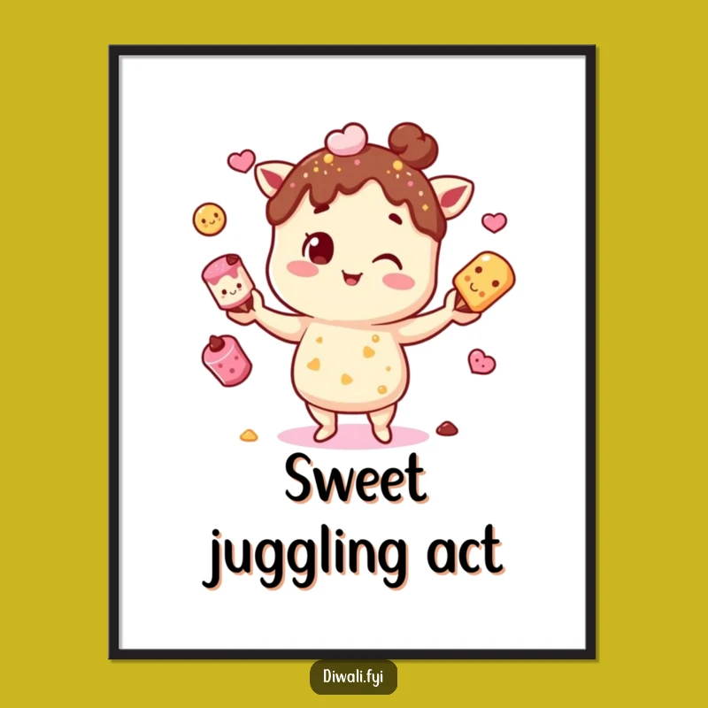 Funny Mithai Juggling Poster: Sweeten Your Walls with Festive Art