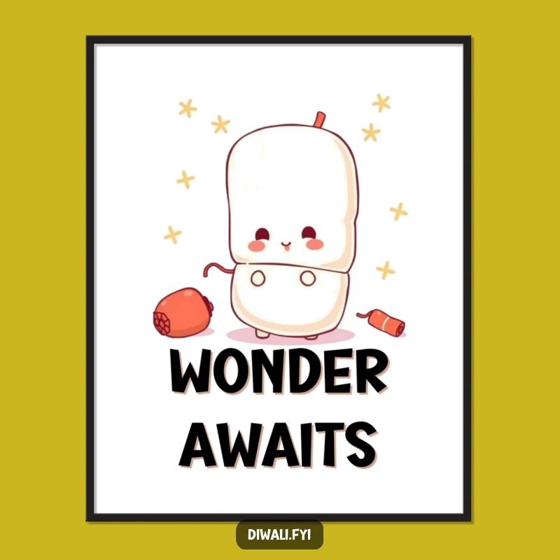 Funny Peeking Firecracker Poster - Whimsical Wall Art, Ideal Gift