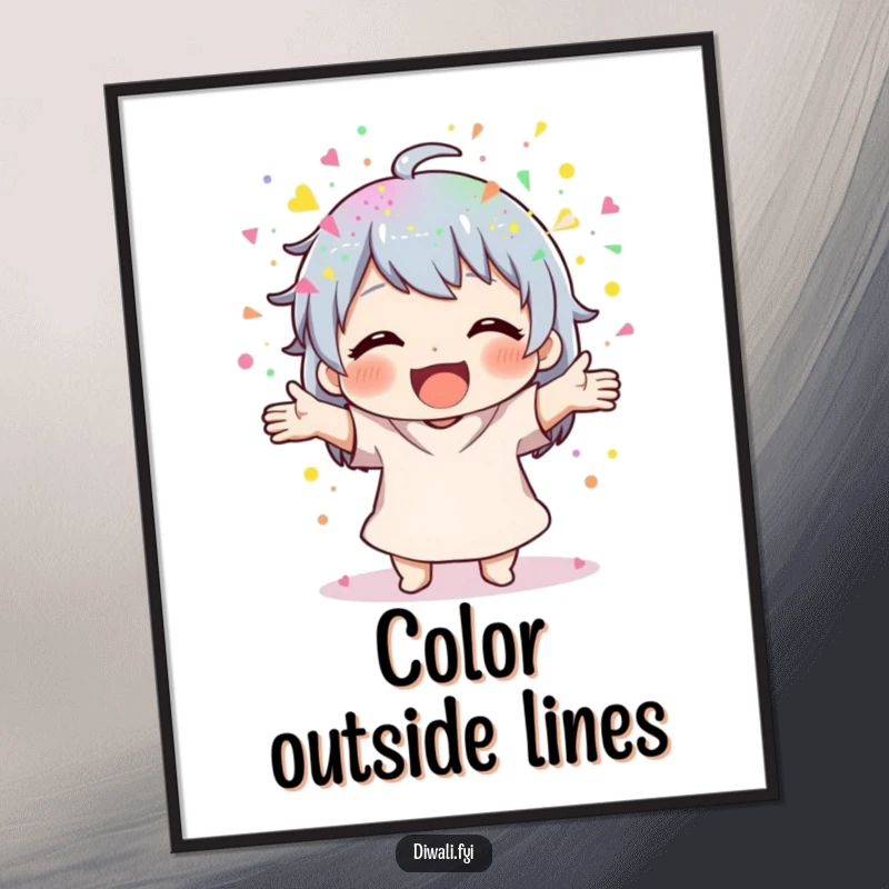 Funny Powder Scatterer Poster: Festive art print of a character joyfully scattering colorful powder with both hands. Great funny gift.