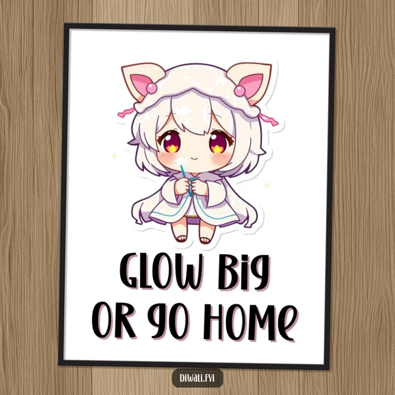 Funny Sparkler Character Poster: Festive art print of a character with glowing decorations holding a sparkler. Great funny gift.