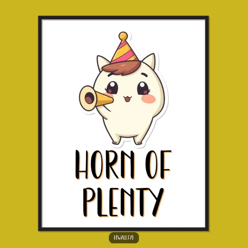 Funny Party Horn Poster: Happy Character Festive Decor Gift