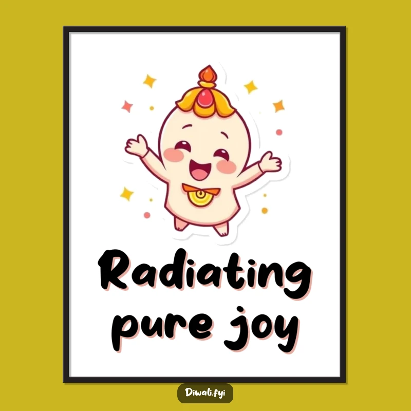 Funny Diya Spin Poster: Happy Character Festive Wall Art