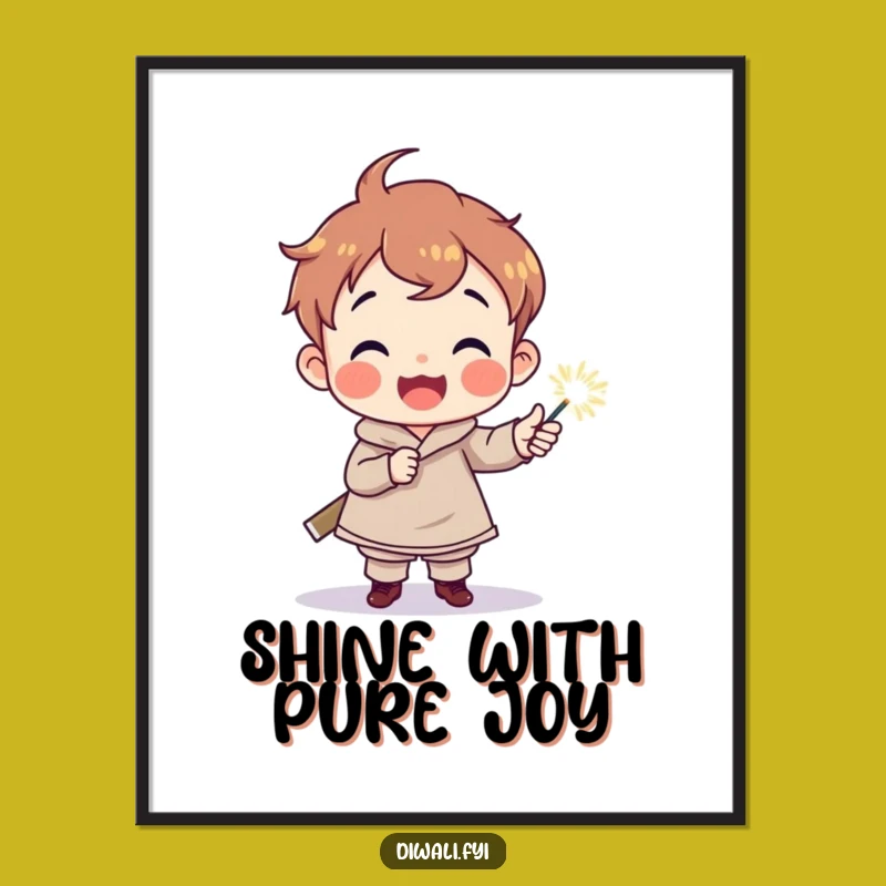 Funny Sparkler Child Poster: Delighted Joy Art, Magical Funny Gift Decor