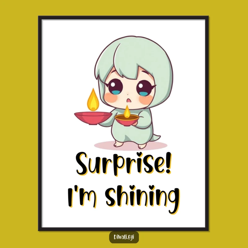 Funny Surprised Diya Poster: Festive Shock Art, Perfect Gift