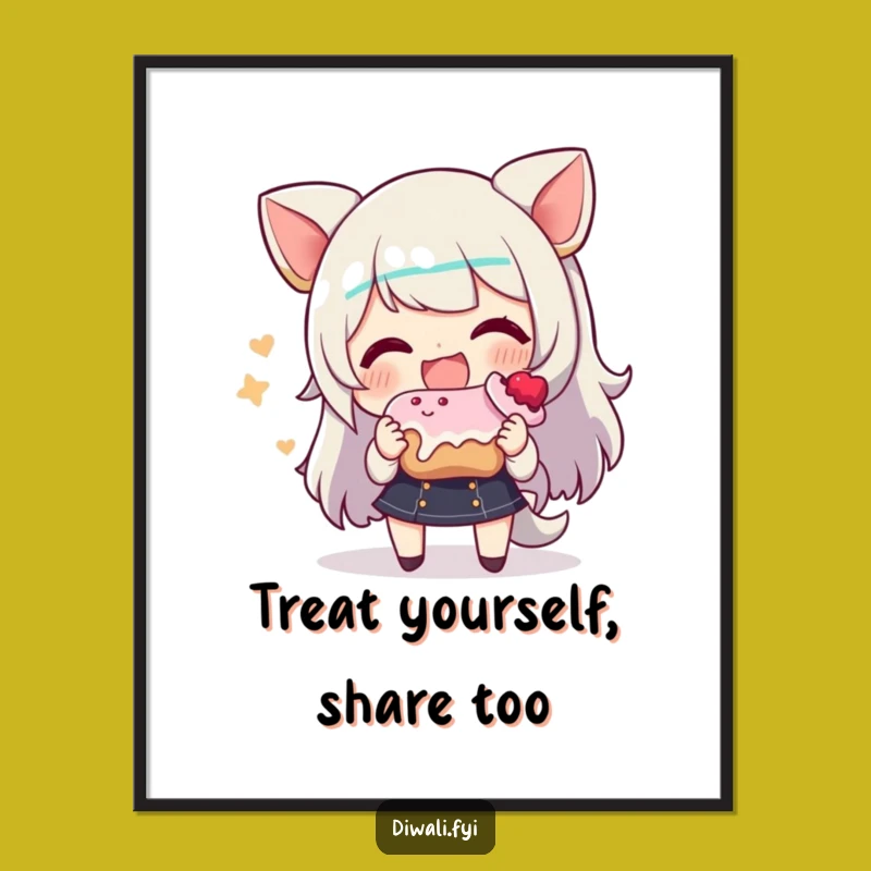 Funny Sweet Treat Sharing Poster: Delightful Character Art, Vibrant Funny Gift