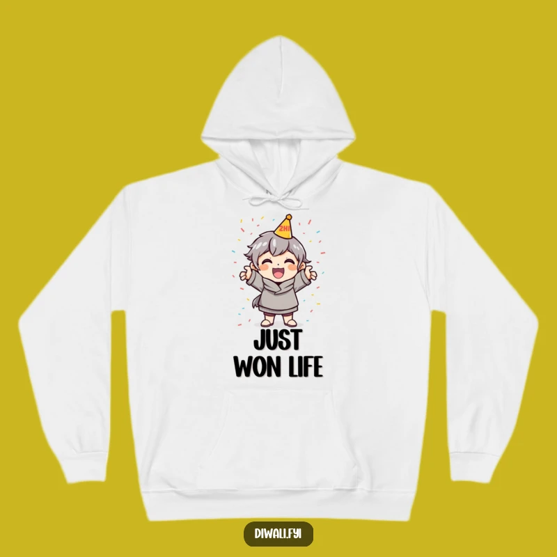 Funny Celebration Pose Hoodie: Cozy Cheerful Character Warm Gift