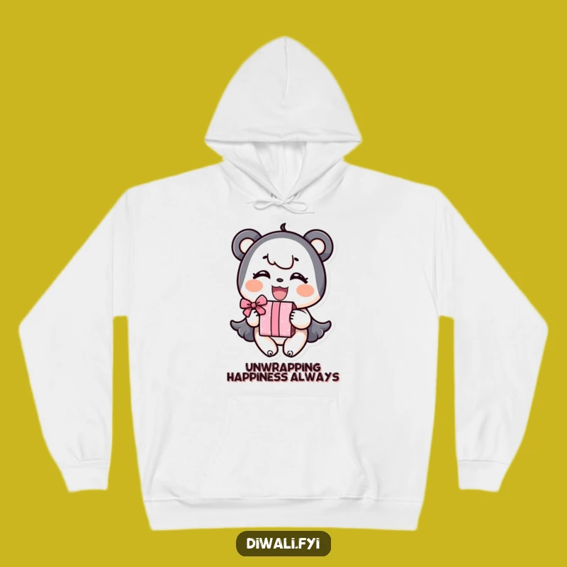 Funny Hoodie: Cozy Up with a Happy Character Giving a Gift