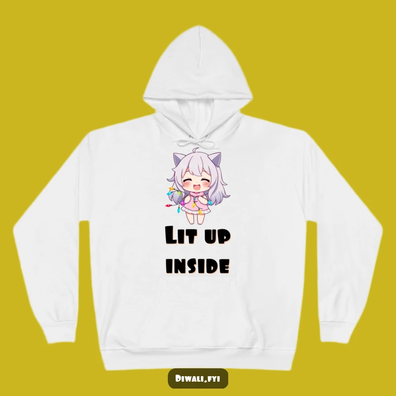 Funny Lights Hoodie: Cozy Character Smirk Design, Playful Gift