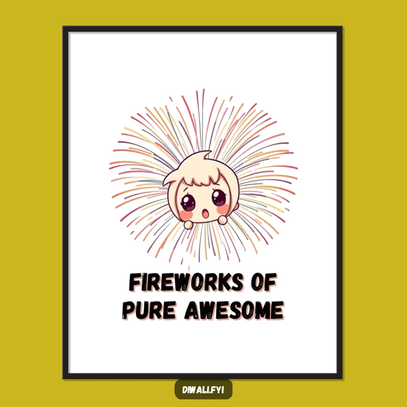 Free Printable Wall Art: Surprised Firework Character, Quirky Downloadable Art for Your Home