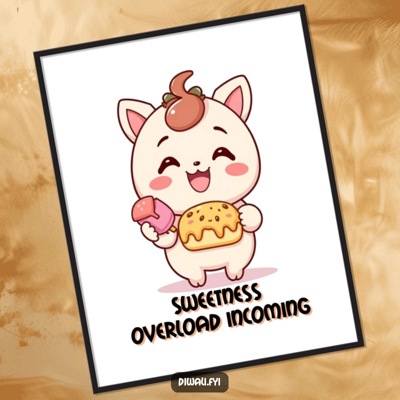 Funny free printable wall art of a delighted character offering a sweet treat with a big smile, bringing joy and sweetness to decor.