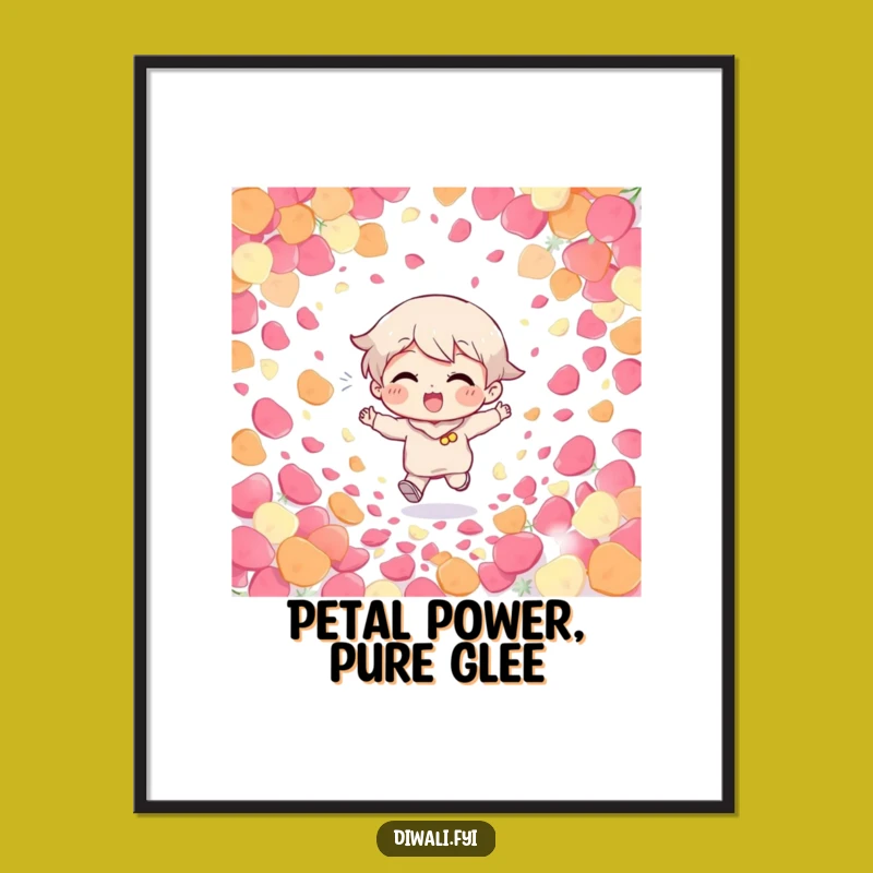 Free Printable Wall Art: Character in Petal Shower - Funny Downloadable Decor