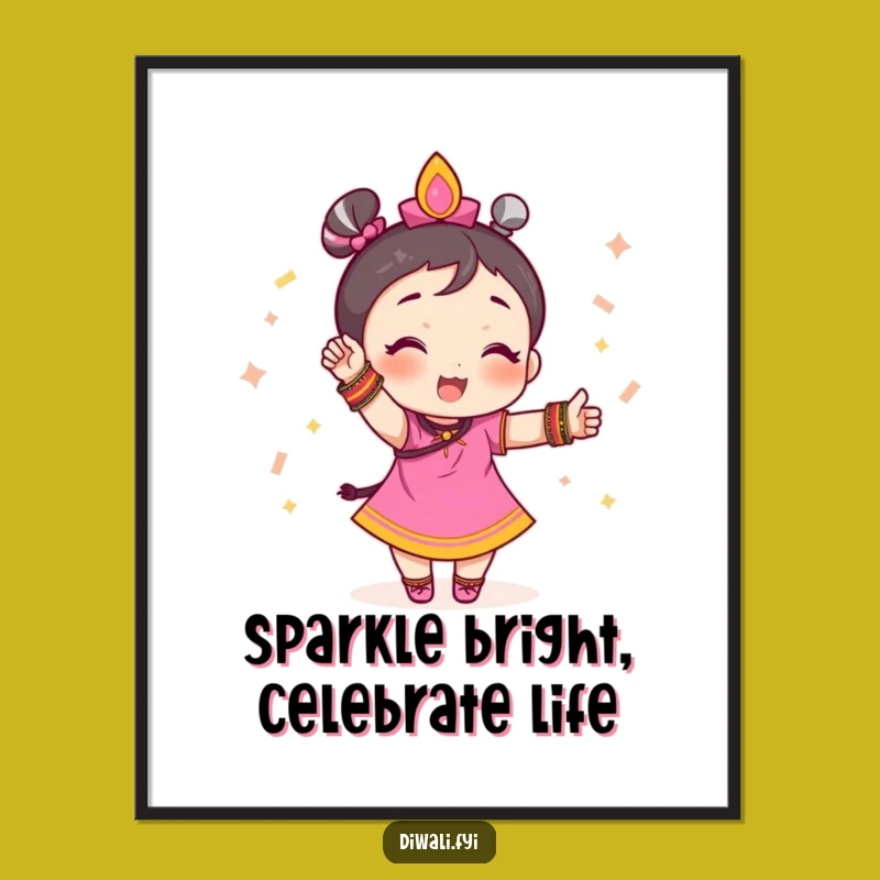 Free Printable Wall Art: Festive Character, Celebration Pose, Quirky Downloadable Decor