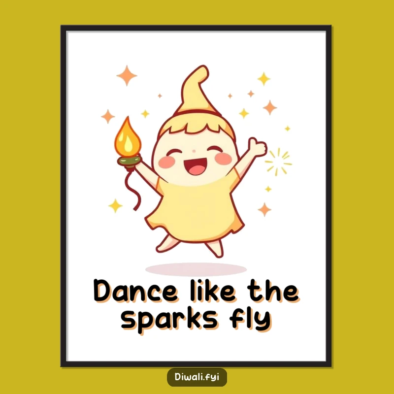 Free Printable Wall Art: Joyous Lamp Dancer with Sparks - Funny Downloadable Art