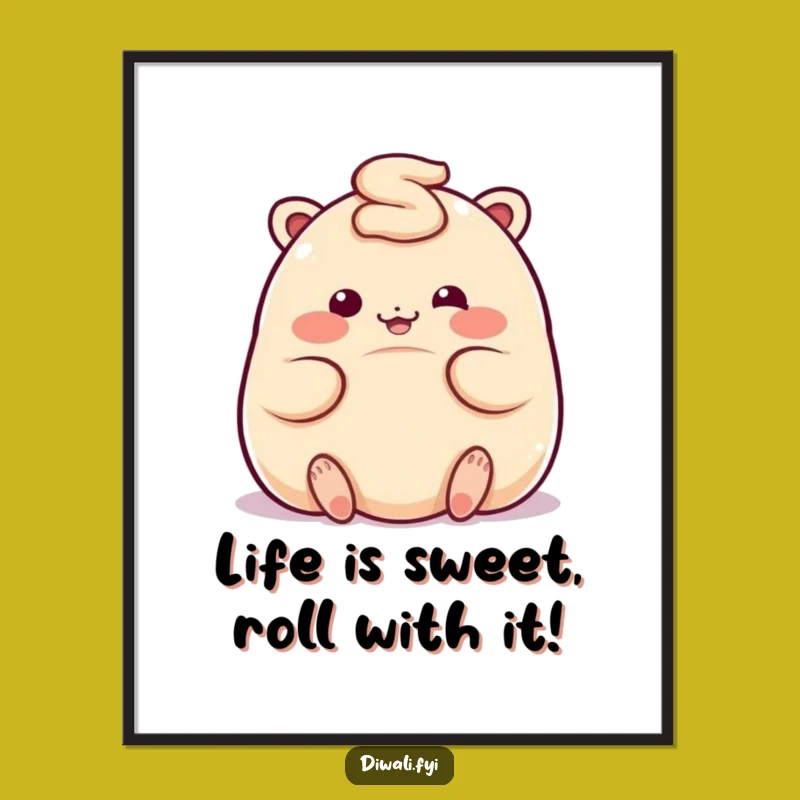 Free Printable Wall Art: Playful Ladoo Character Rolling Decor Download