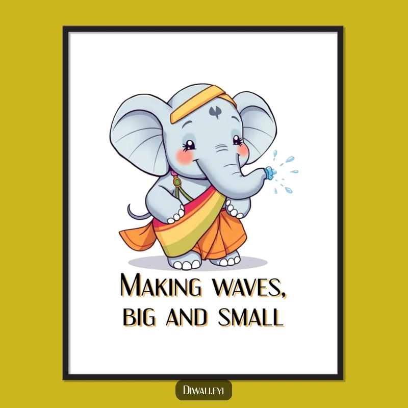 Funny Free Printable Elephant Art: Playful Sari Spraying Downloadable Decor