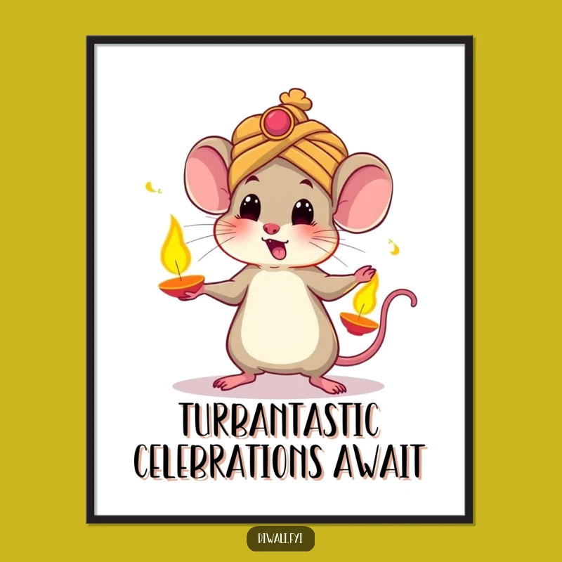 Funny Free Printable Mouse Art: Turban Juggler Downloadable Home Decor