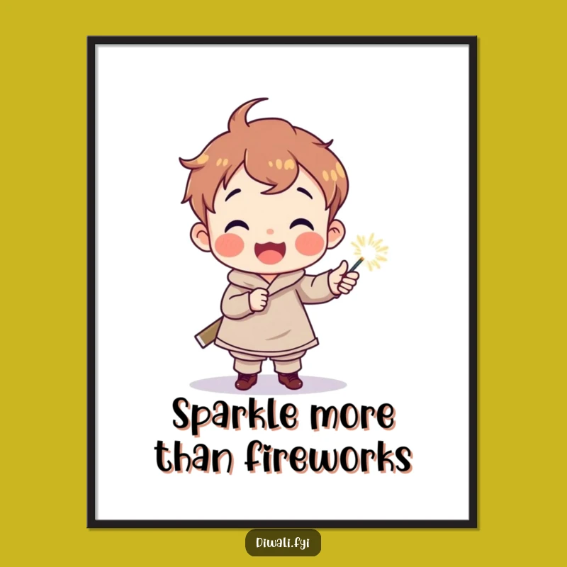 Funny Free Printable Wall Art: Child with Sparkler - Downloadable Decor