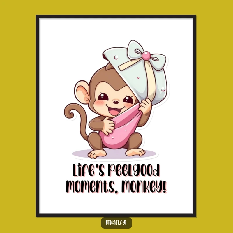 Funny Free Printable Wall Art: Monkey's Sweet Surprise Downloadable Art Gift