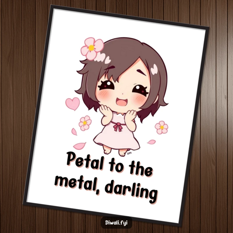 Funny Free Printable Wall Art: Character smiling and joyfully tossing flower petals, perfect downloadable art for a happy home.