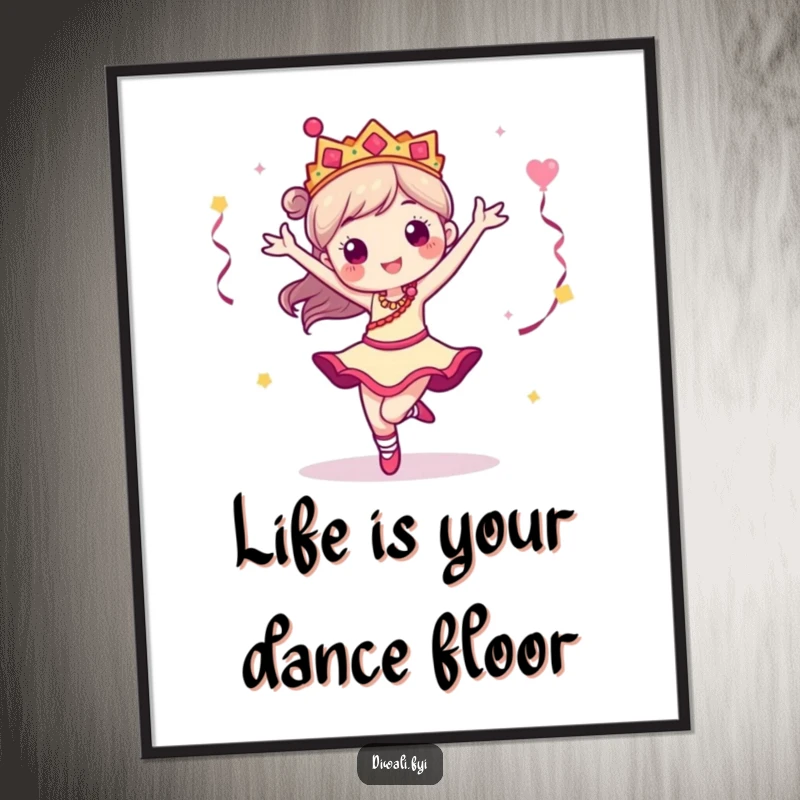 Funny Free Printable Wall Art: A dancer character in a striking pirouette, adding movement and artistic flair to any room.