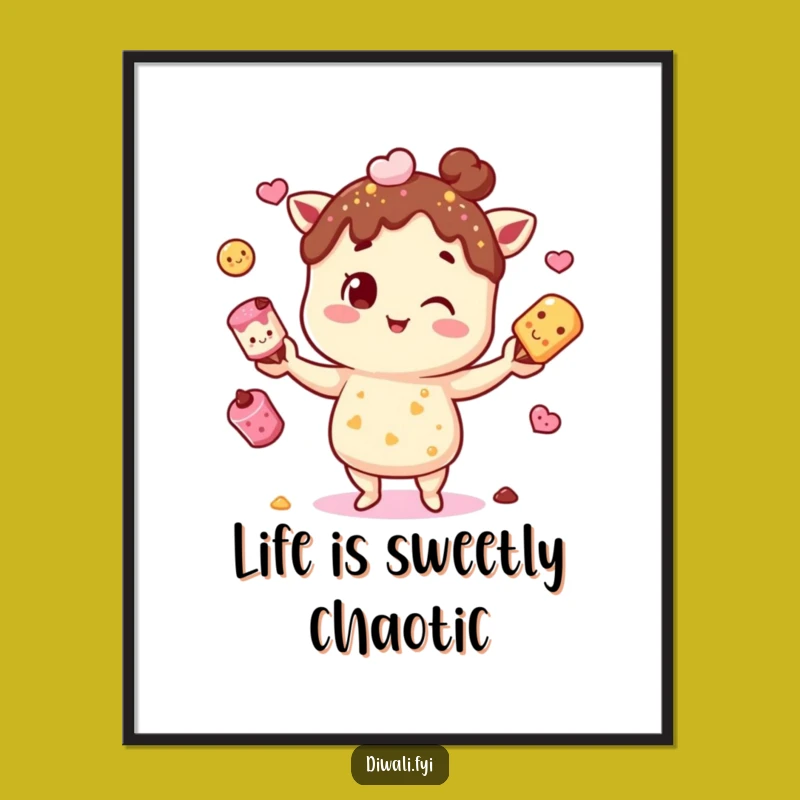 Funny Printable Wall Art: Juggling Mithai Character - Free Downloadable Decor