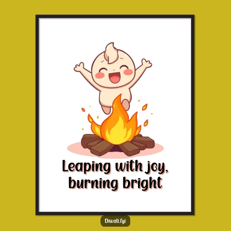 Funny Free Printable Wall Art: Leaping Character Bonfire Laugh Downloadable Art