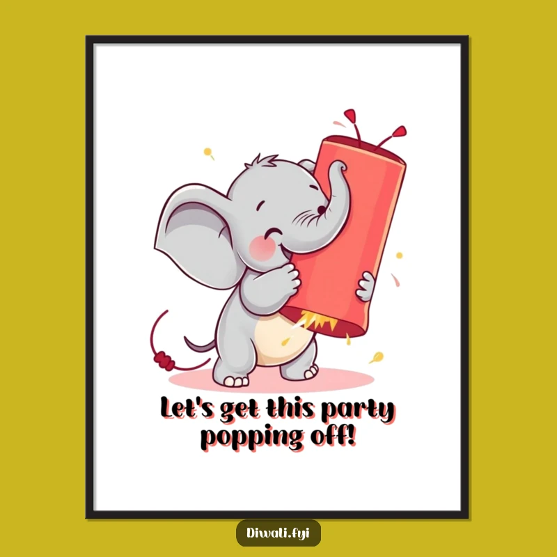Funny Free Printable Wall Art: Elephant vs. Firecracker Downloadable Art Gift