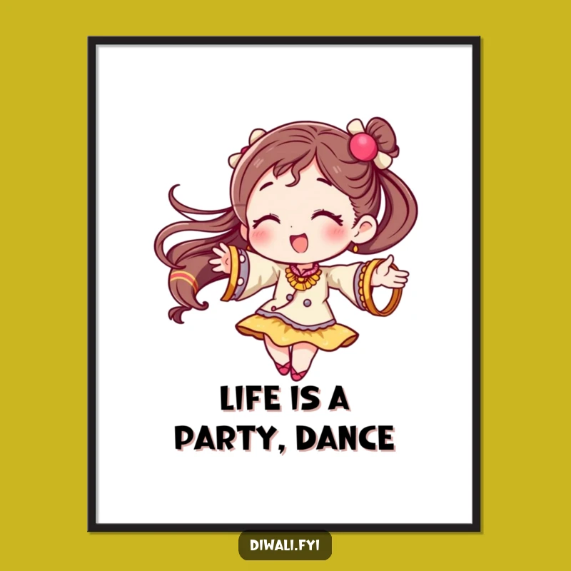 Funny Free Printable Wall Art: Twirling Bangle Character, Downloadable Art for a Festive Space