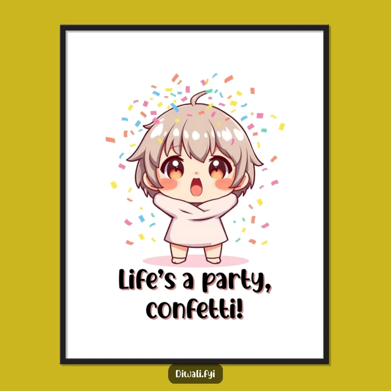 Free Printable Wall Art: Surprised Confetti Character, Festive Explosion, Downloadable Decor