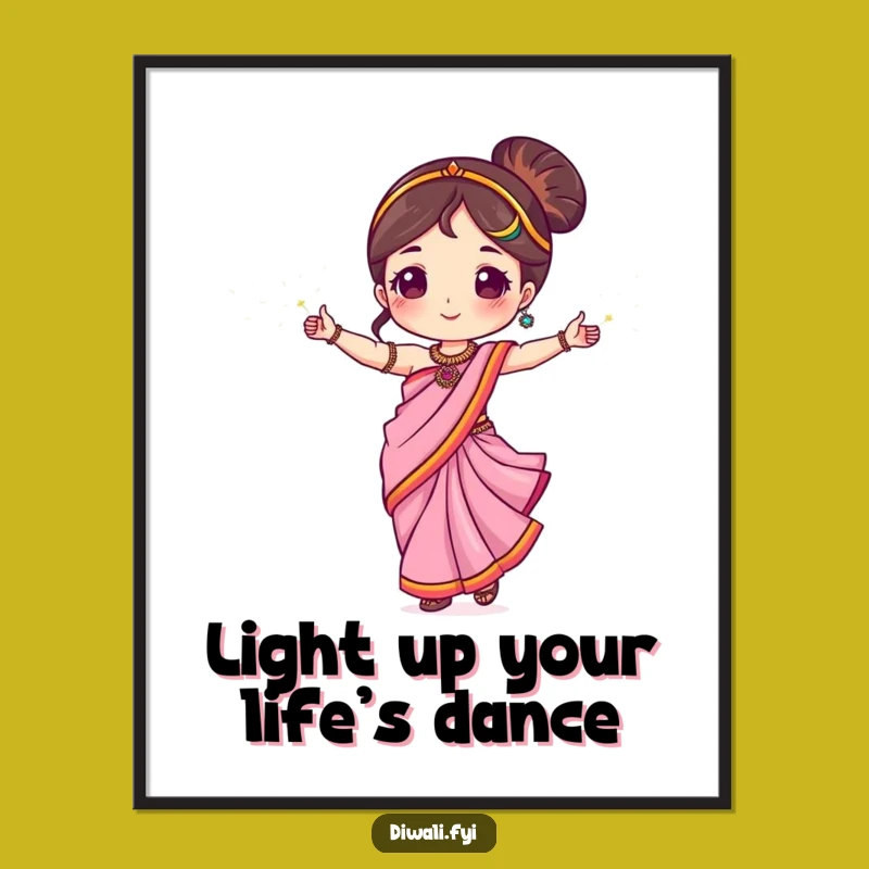 Free Printable Wall Art: Funny Dancing Sari Sparkler, Hilarious Downloadable Home Decor