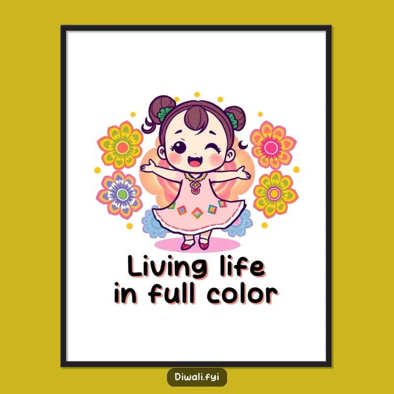 Vibrant Free Printable Wall Art: Dancing Rangoli Character, Colorful Downloadable Decor