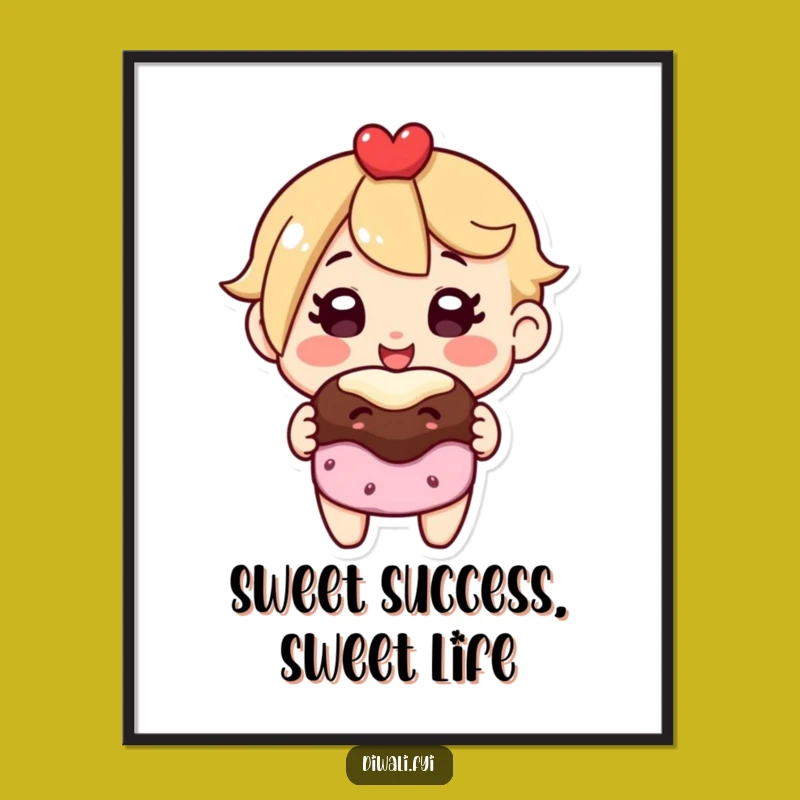 Free Printable Wall Art: Funny Treat Character Spreading Joy, Quirky Downloadable Decor