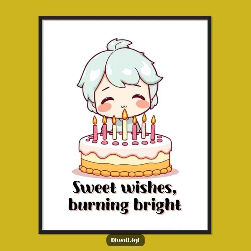 Funny Free Printable Wall Art: Smiling Character Cake Candles Downloadable Art