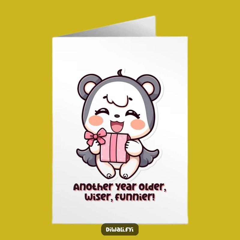 Free Printable Birthday Card: Funny Gift-Giving Character Surprise - Downloadable Joy!