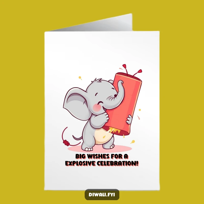 Funny Free Printable Birthday Card: Tiny Elephant vs. Big Firecracker Downloadable Gift